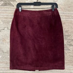 Burgundy Suede Leather Skirt